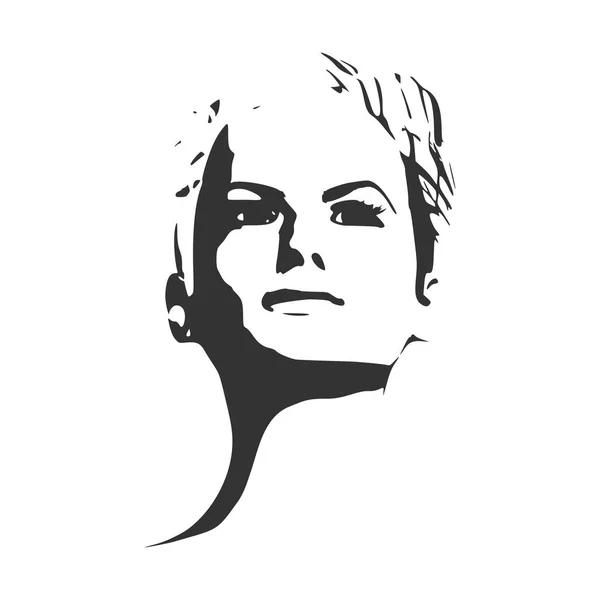 Zwart-wit portret van vrouw — Stockvector