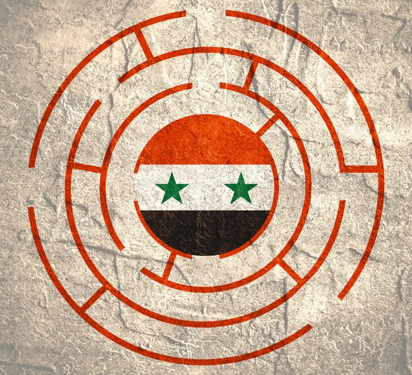 Syrias flagg i labyrinten – stockfoto