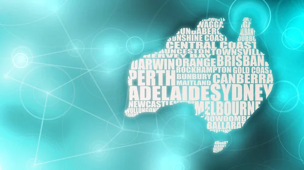 Облако названий городов Австралии — стоковое фото