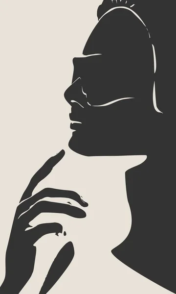 Portrait de femme en lunettes de soleil . — Image vectorielle