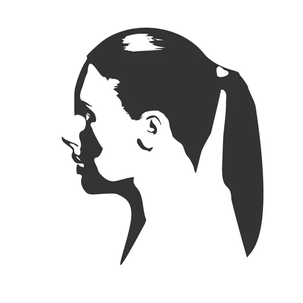 Siluetu ženské hlavy. Zobrazení profilu obličeje. — Stockový vektor