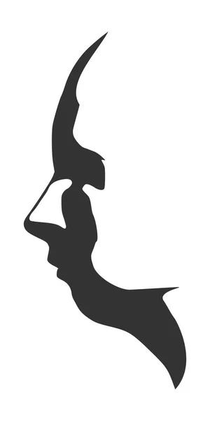 Silhouette eines weiblichen Kopfes. Gesichtsseite. — Stockvektor