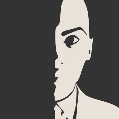 Bir kadın baş silüeti. Yüz Önden Görünüm.