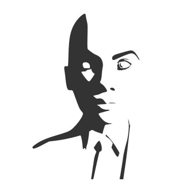 Bir kadın baş silüeti. Yüz Önden Görünüm.