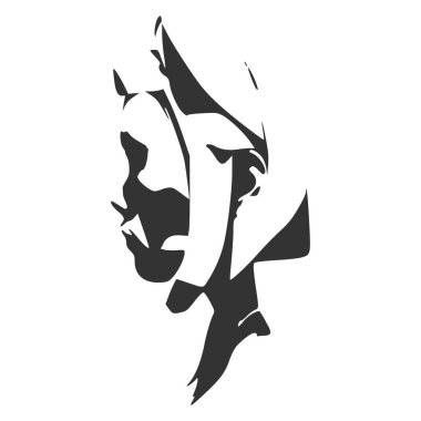 Bir kadın baş silüeti. Yüz yan görünüm.