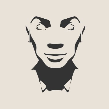 Bir kadın baş silüeti. Yüz Önden Görünüm.