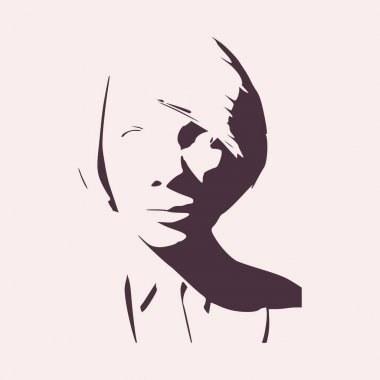 Bir kadın baş silüeti. Yüz Önden Görünüm.