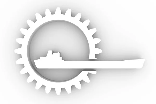 Gear with cargo ship — Stock Photo, Image