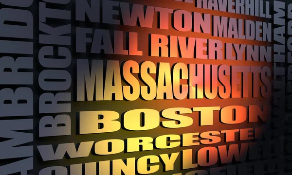 Massachusetts cities list — Stock Photo, Image