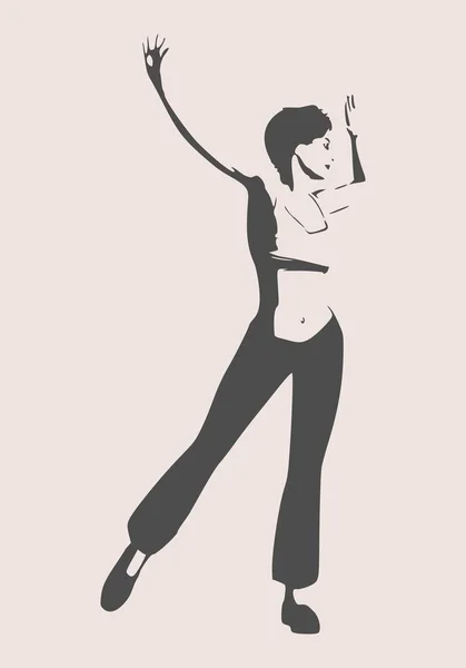 Hermosa mujer bailando — Vector de stock