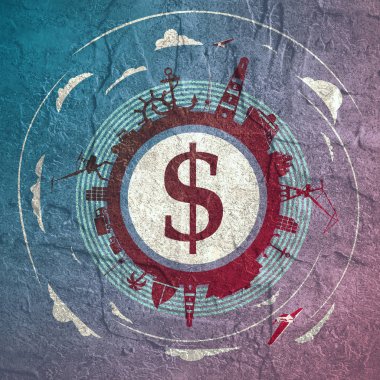 Kargo liman ve göreli siluetleri seyahat.