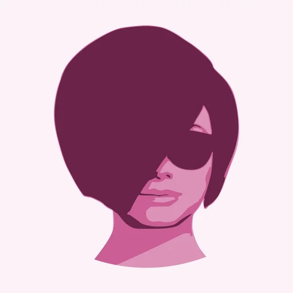 Gesicht der jungen Frau mit schwarzer Sonnenbrille. — Stockvektor