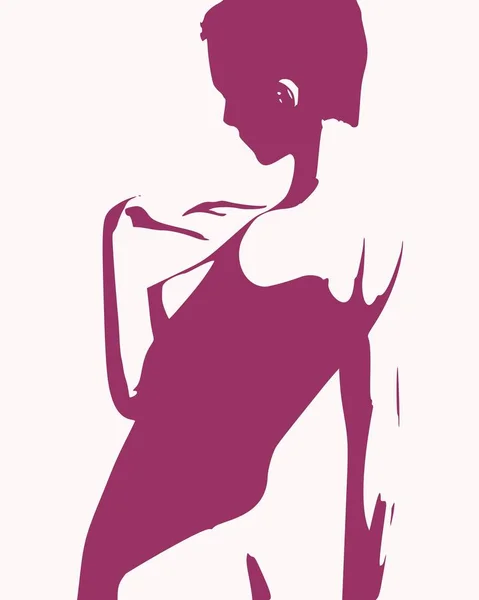 Bosquejo de mujer joven desnuda — Vector de stock