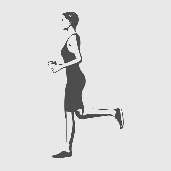 跑步的女士轮廓 — 图库矢量图片