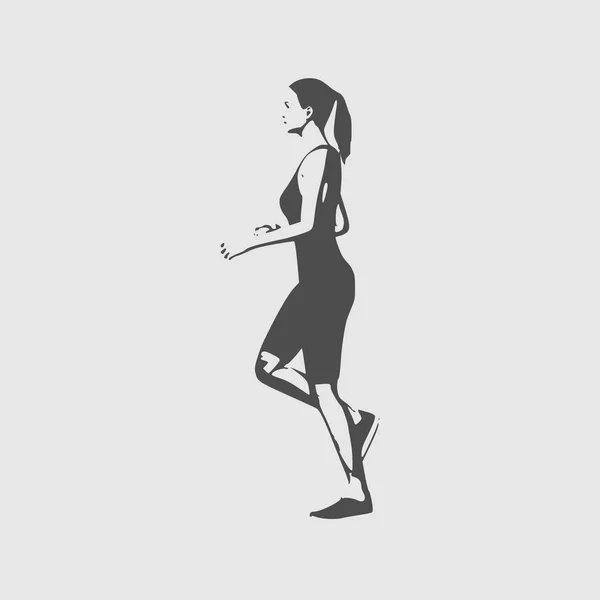 Silueta de señora corriendo — Vector de stock