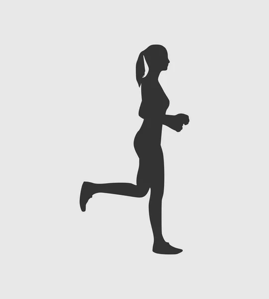 Running Lady Silhouette — Stockvektor