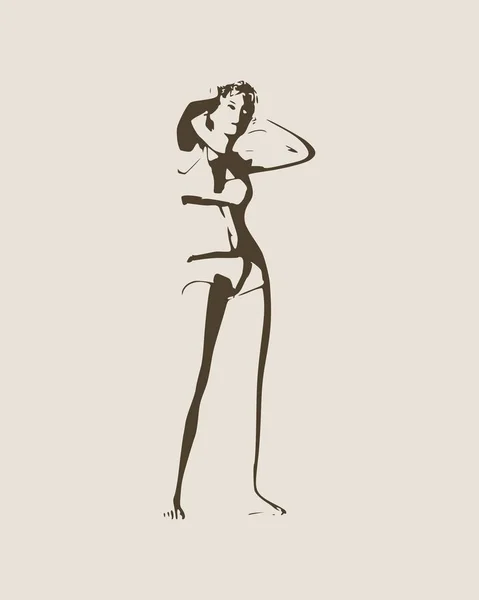 Mujer bonita posando . — Vector de stock