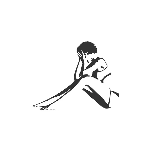 Mujer sentada en el suelo — Archivo Imágenes Vectoriales