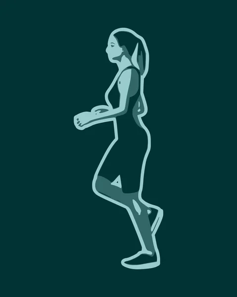 Running lady silhouette — Stock Vector