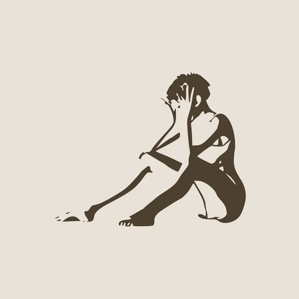 Mujer sentada en el suelo — Vector de stock