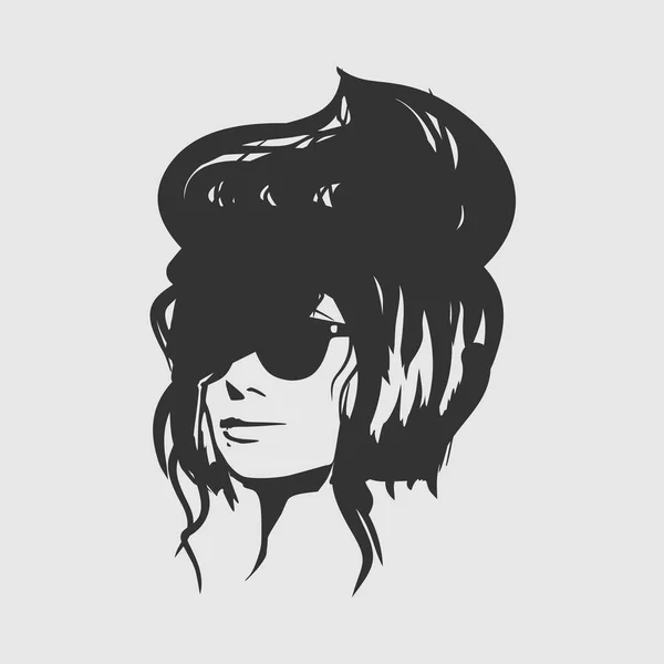 Ansikte av ung kvinna i svarta solglasögon. — Stock vektor