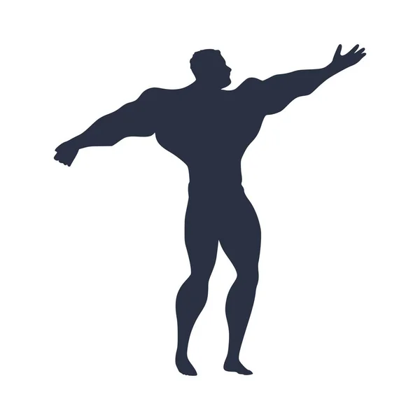 Bodybuilder silhouet. Poseren man — Stockvector