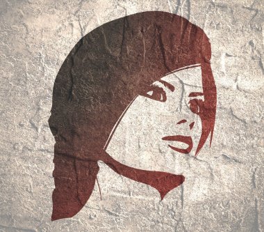 Bir kadın kafası silueti..