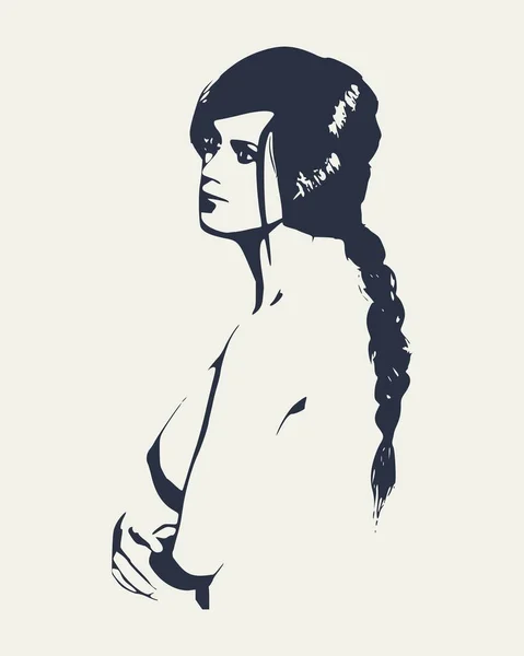 Bosquejo de mujer joven desnuda — Vector de stock