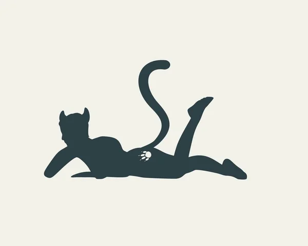 Силуэты женщины-кошки — стоковый вектор