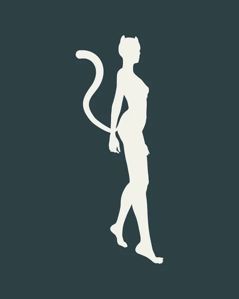 猫女のシルエット — ストックベクタ