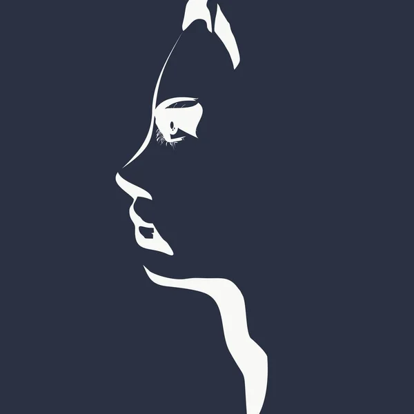 Silueta cabeza mujer . — Vector de stock