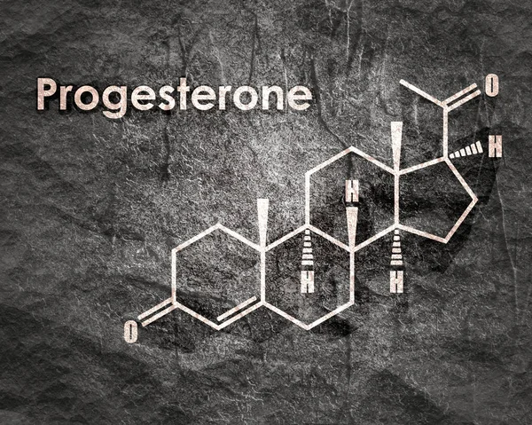 Estrutura molecular da progesterona. — Fotografia de Stock