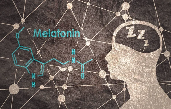 Молекула мелатонина. — стоковое фото