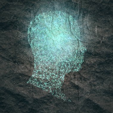 Bir adamın kafasının profili. Broşür şablonu