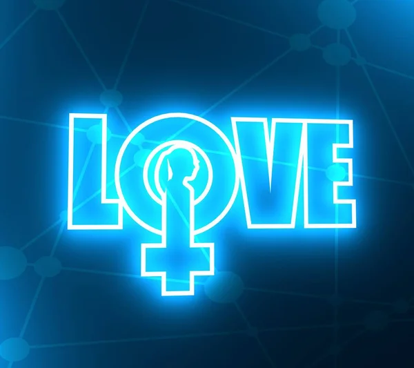 Female symbol icon and love text