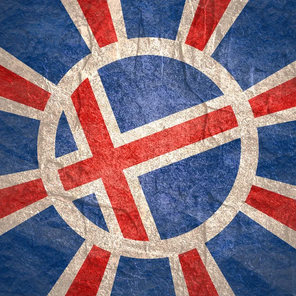 태양 광선 배경에 아이슬란드 깃발 — 스톡 사진