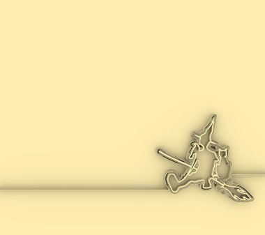 Süpürge saplı cadı silueti.