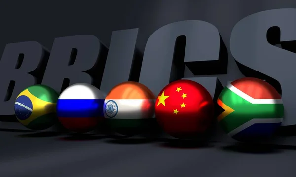 BRICS members national flags — Stock Photo, Image