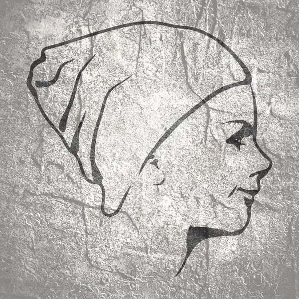 Silhouette of a female head.