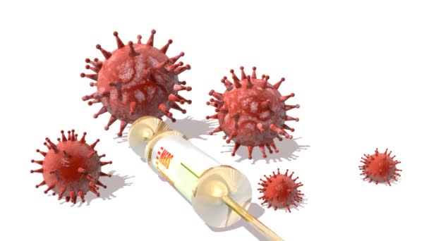 Virus models and syringe — Stock Video