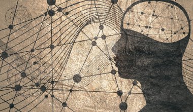 Bir adamın kafasının profili. Broşür şablonu