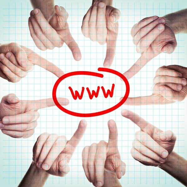Concepto WWW con la mano apuntando — Foto de Stock