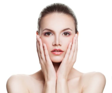 Mükemmel kadını çıplak makyaj ile. Spa yüz ve sağlıklı tatlı