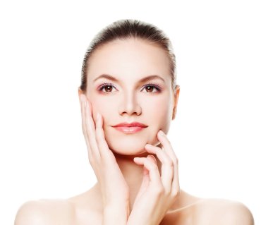 Taze cilt izole sağlıklı kadınla. Spa güzellik, estetik bana