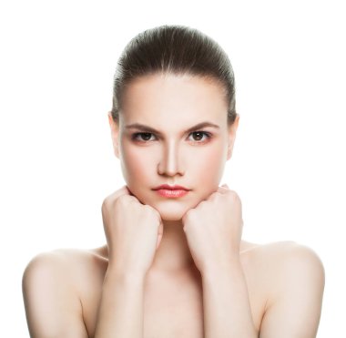 Beyaz arka plan üzerinde izole güven kadın Spa modeli