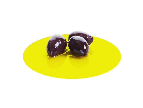 Olive e Olio di Oliva Greco Kalamata Isolati su Fondo Bianco — Foto Stock