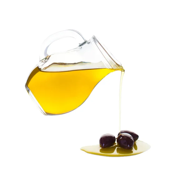 Olive Oil and Olives Isolated on White Background — Stock Photo, Image