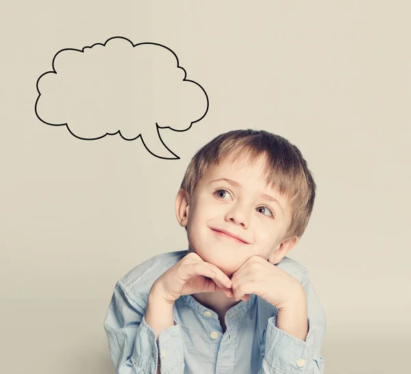 Smiling Child Boy Dreaming on Background with Copy space — Stock Photo, Image