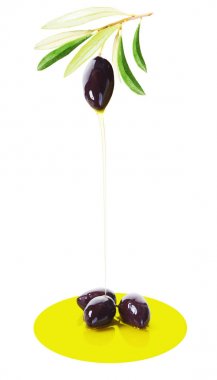 Siyah Zeytin ve biyolojik zeytinyağı izole düşen damla