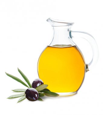 Cam şişe organik zeytin yağı ve Siyah Zeytin izole